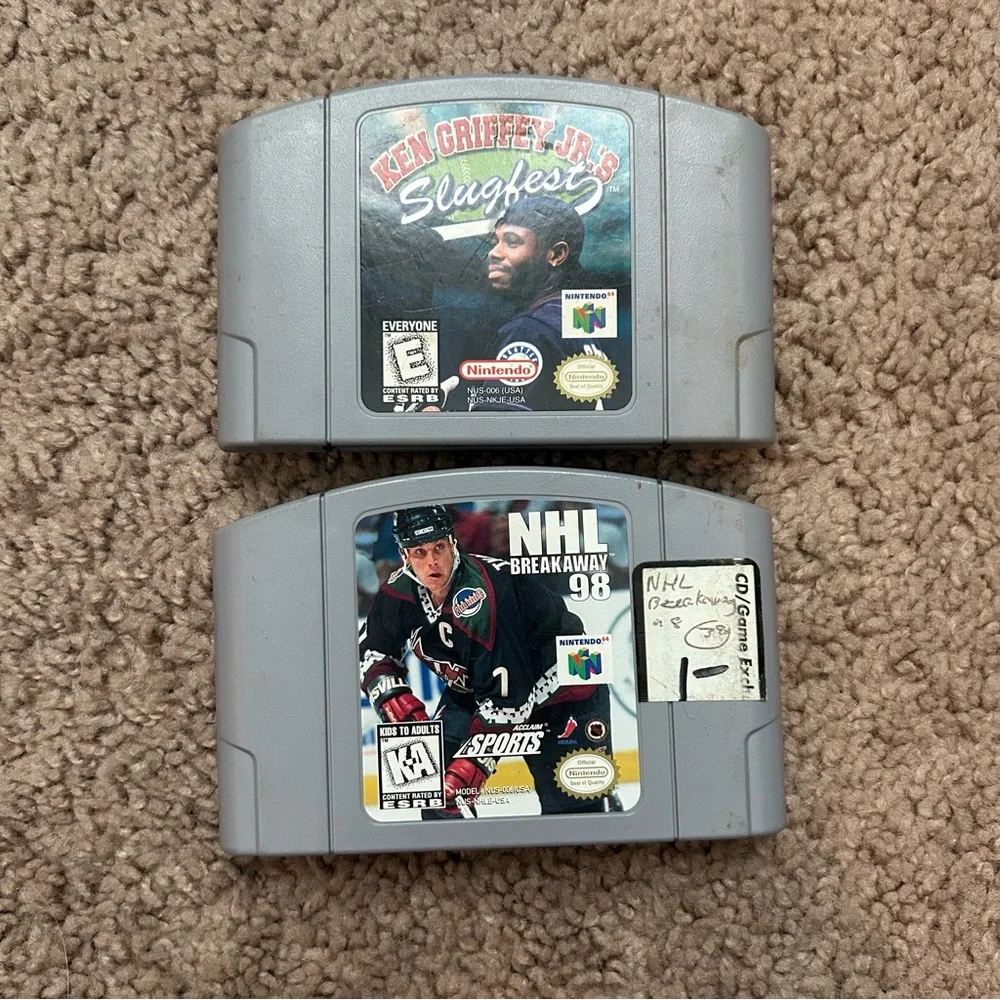 Nintendo 64 Games Ken Griffey Jr’s Slugfest and NHL Breakaway 98 Bundle Sports